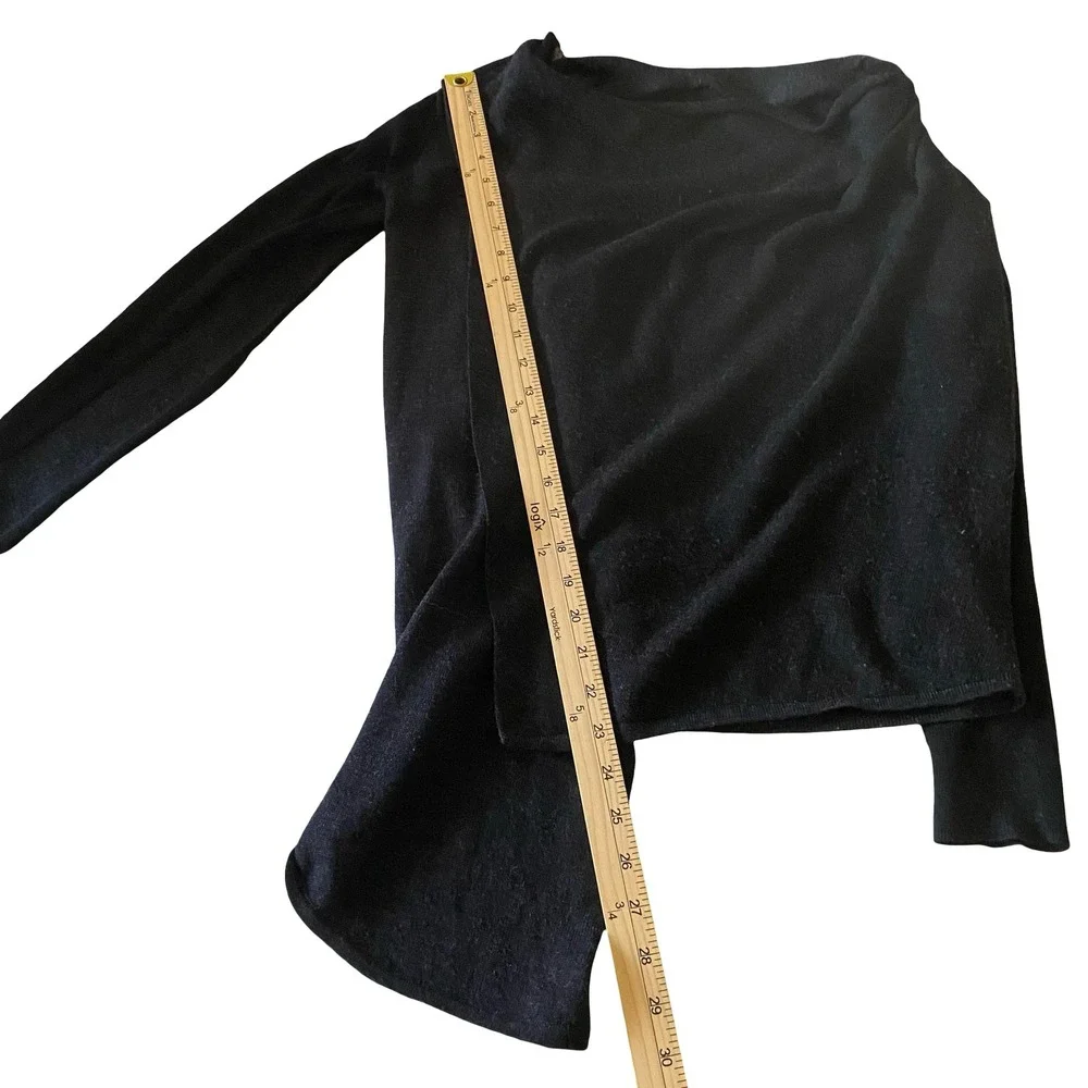 ALLSAINTS Black Charcoal Asymmetrical Drina Drape Cardigan Sweater Size 4
